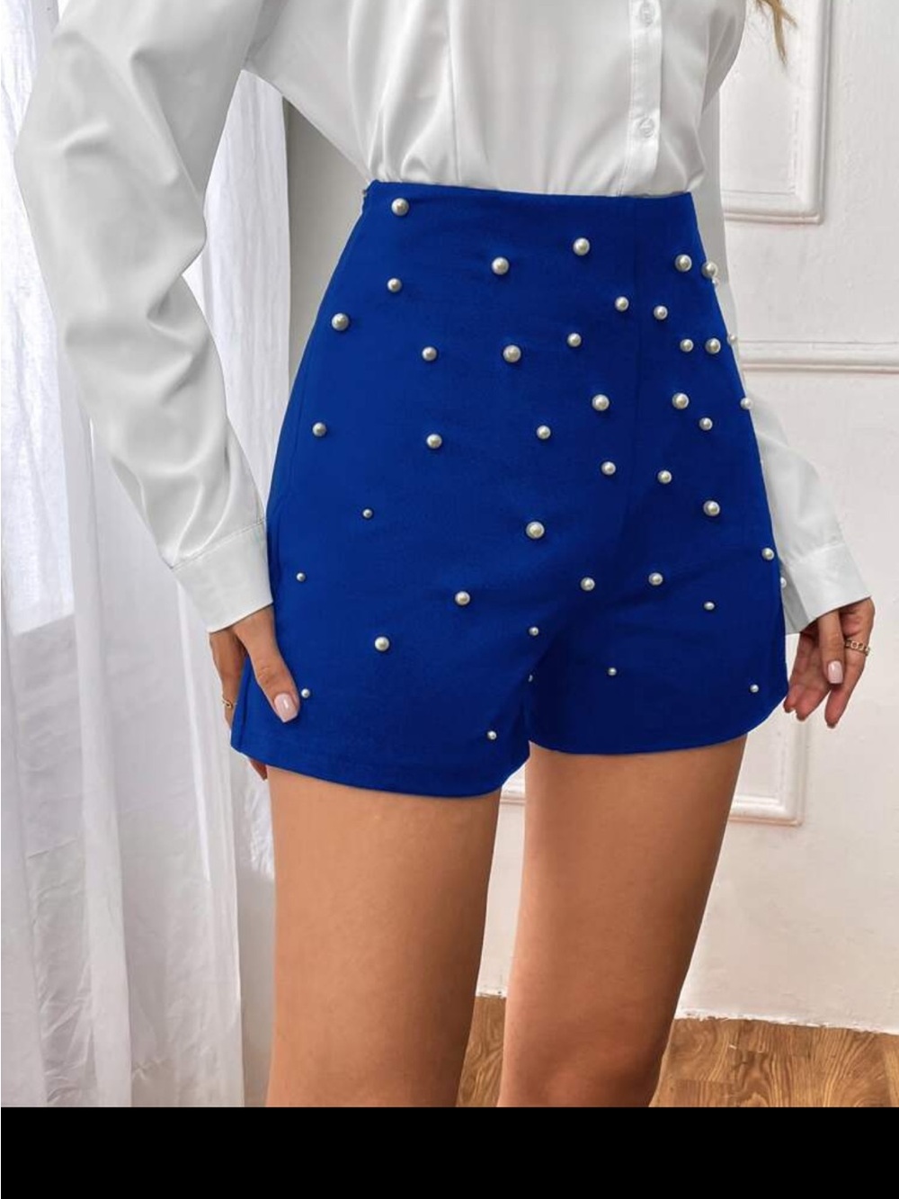 SHEIN High-Waist Electric Blue Tailored Shorts